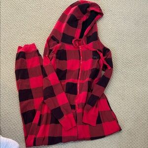 Victoria’s Secret PINK Red and Black Plaid Hooded Onesie